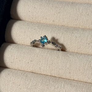 Elegant Silver and Blue Gemstone Ring